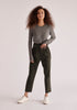 Paisie Cropped Button Detail Trousers in Army Green